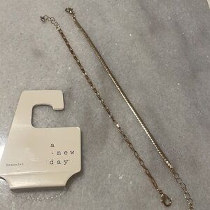 A new day bracelet Cuban link herringbone gold tone fashion jewelry New 2pc